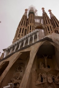 Een mengelmoes van bouwstijlen en nooit af..de Sagrade Familia van Gaudí