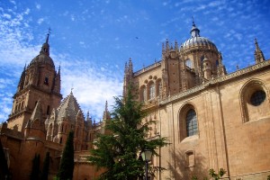Reistips voor Salamanca. Bezoek zeker de Catedral bestaande uit een oud en nieuw gedeelte.