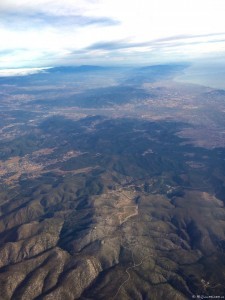 Uitzicht op Barcelona vanuit het vliegtuig