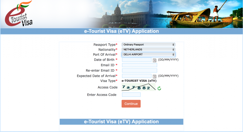 Visum India aanvragen - stap 1