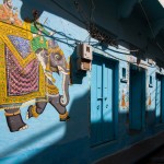 Olifanten muurschildering in Udaipur India